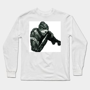 Vigilant [Pen Drawn Figure Illustration] Long Sleeve T-Shirt